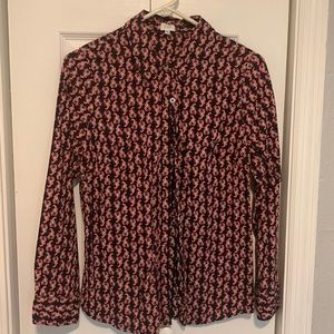 Crown & Ivy navy and print button-up M